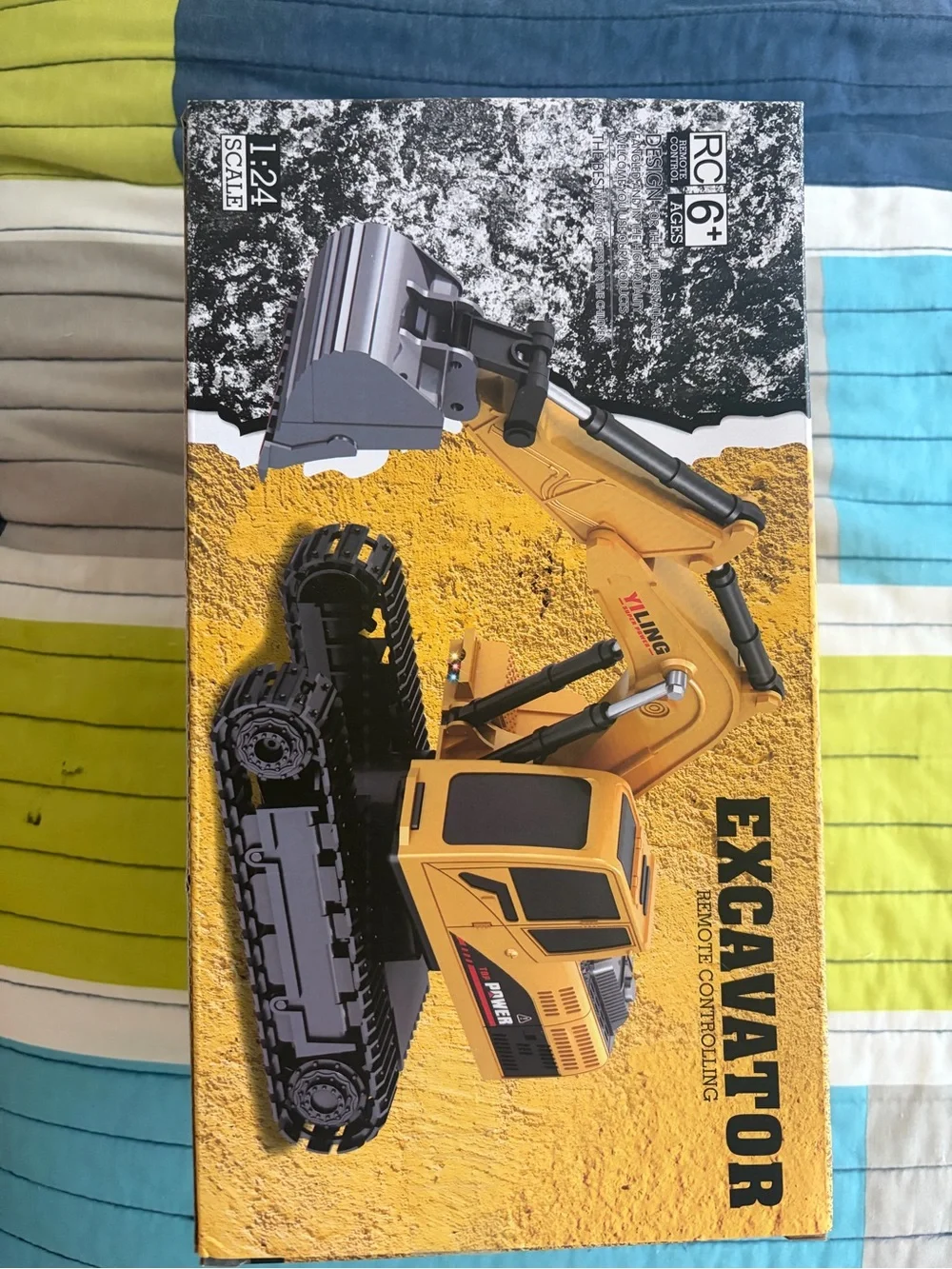 Yellow RC Excavator Toy for Kids - Remote Control Construction Vehicle